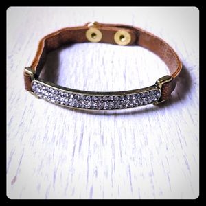Beautiful Crystal and Faux Leather Bracelet